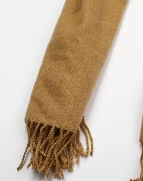 卡其色羊绒单色时尚长巾