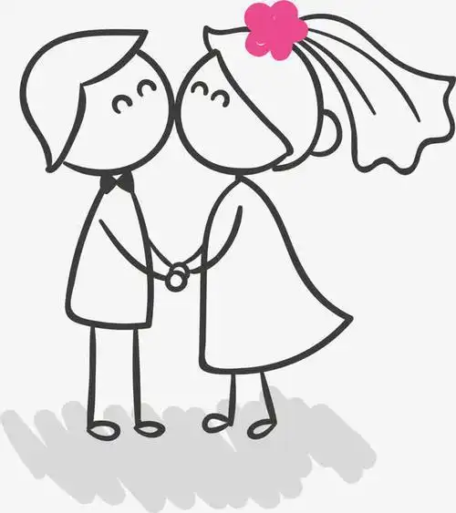 两个结婚小人简笔画