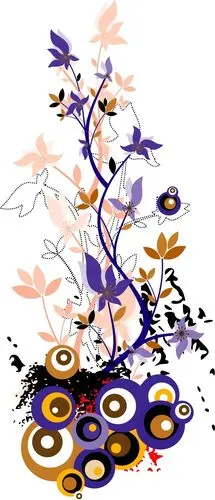 印花矢量图 优雅植物 花 色彩 紫色 免费素材