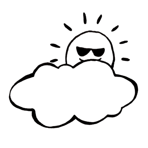 太阳手绘黑白太阳云朵线条插画