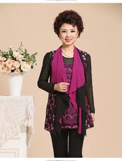 妈妈装新品t恤中老年女装夏秋装老年人衬衫中年40-50妇女长袖批发