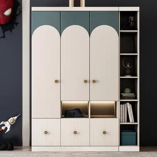2021新款三门两门儿童衣柜现代简约家用卧室衣橱男孩组合家具柜子