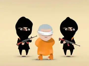 人质跪在恐怖分子用他们的枪,恐怖的图形设计概念