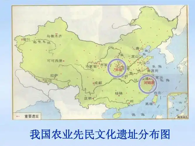 我国农业先民文化遗址分布图