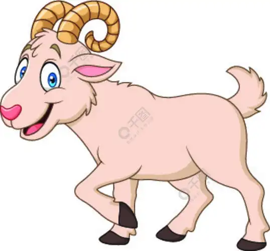 孤立在白色背景上的卡通搞笑山羊