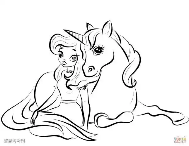 简笔画公主和独角兽