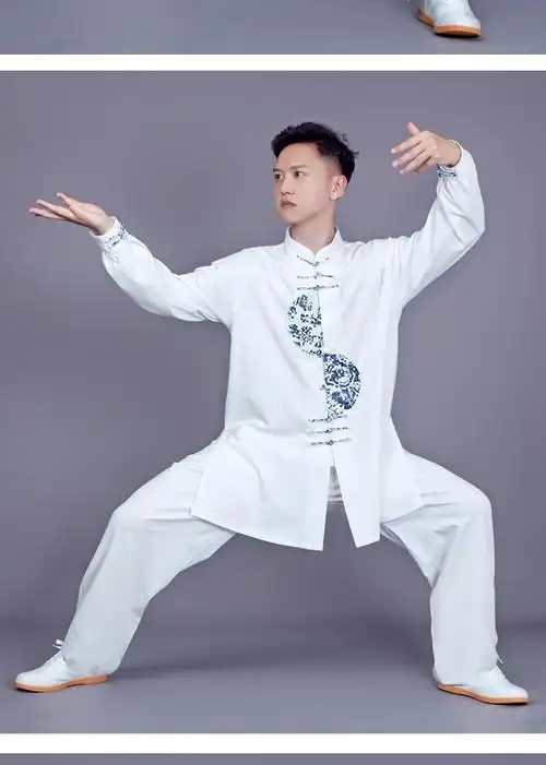 中老年练功服晨练运动服太极服装女棉麻春秋夏武术太极拳男比赛表演