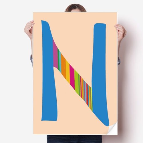 n字母水果有趣可爱插画图案海报贴纸80x55cm墙贴纸卧室家居装饰