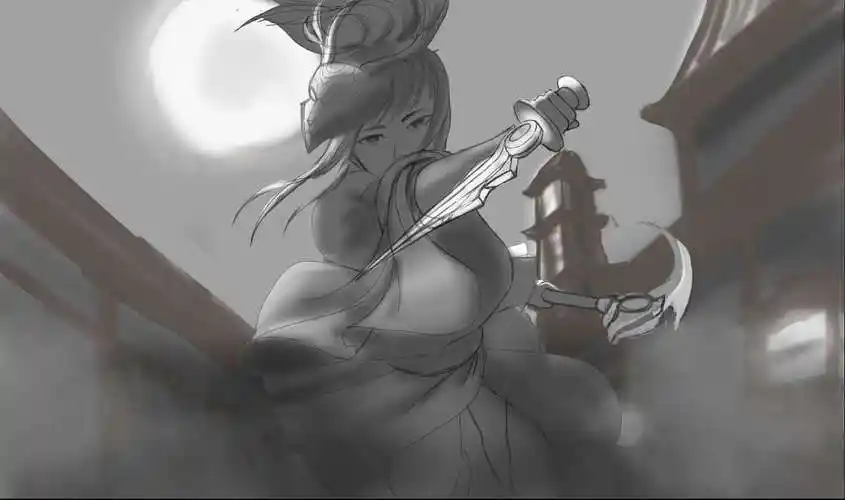 【插画】英雄联盟 腥红之月 鬼舞姬 阿卡丽 |插画|游戏原画|lin霖霖