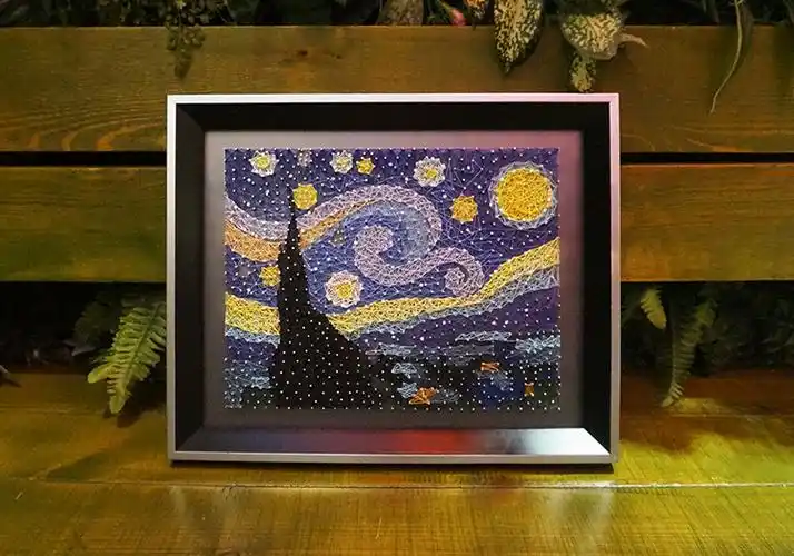 创意钉子绕线艺术原创设计梵高经典装饰画星空diy材料包成品精品