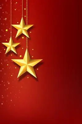 金色五角星红色圣诞节海报背景
