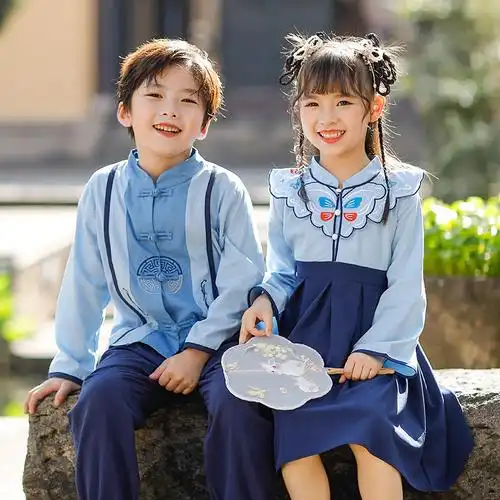 中国风校服定制logo幼儿园园标定制小学生加大码定制秋季班服套装