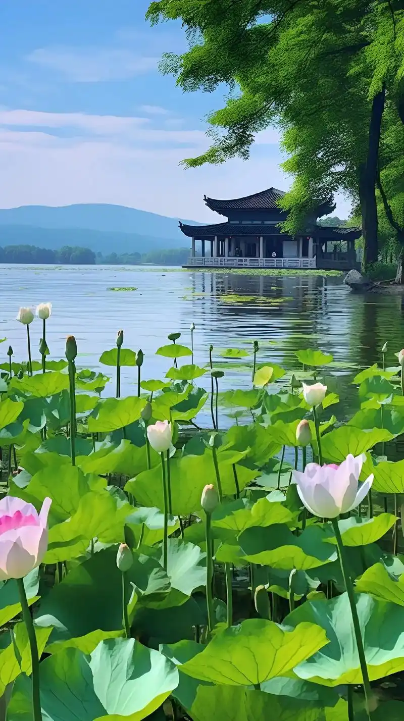 西湖美景.苏杭素有人间仙境之称,宛若天堂当西湖的荷花开放时, - 抖音