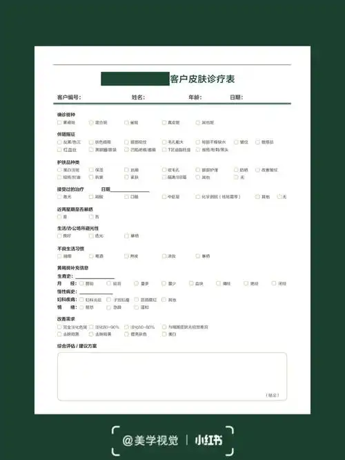 皮肤管理#咨询表#问诊表#记录单