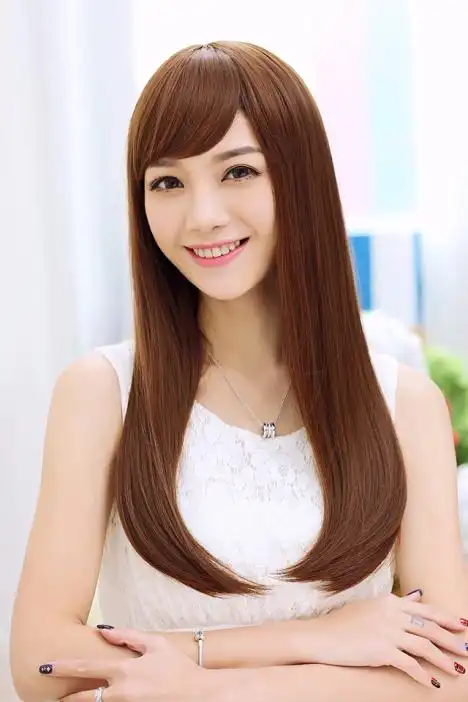 全头套假发女长发长卷发斜刘海内扣韩国蓬松直发女生假发套韩版