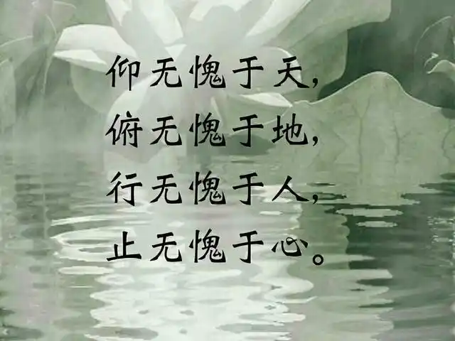 仰无愧于天,俯无愧于地,行无愧于人,止无愧于心.