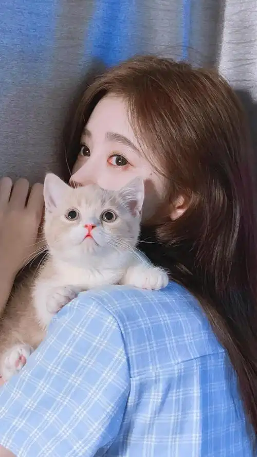 鞠婧祎甜美可爱撸猫照