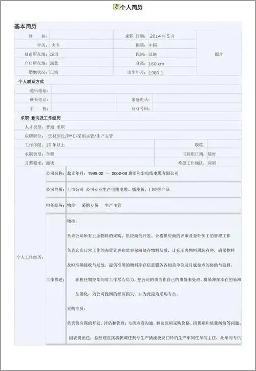 个人简历(1)