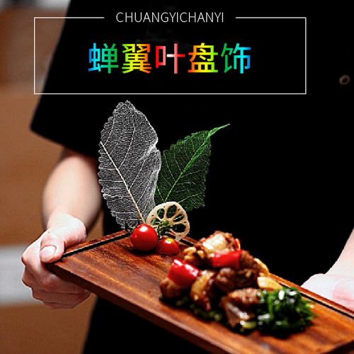 蝉翼叶酒店盘饰菜品摆盘装饰冷菜凉菜意境菜创意点缀树叶禅意叶子