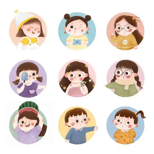 可爱头像九宫格/ipad插画/情侣头像