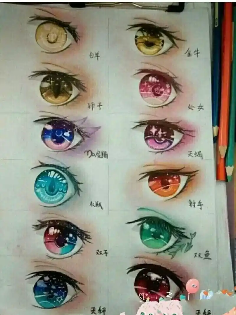 十二星座眼睛的画法.