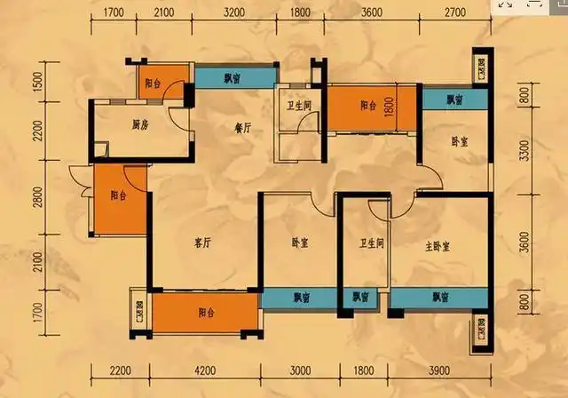 以下就是本套凤景湾小区133平米四居室房子的户型图