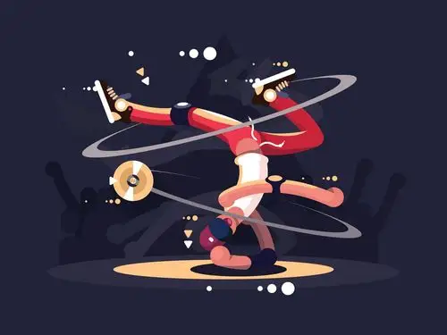 街舞人物扁平化设计