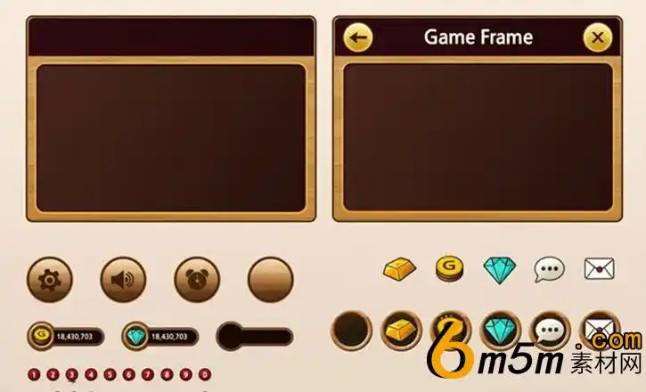 ui界面简约风格木质框选类游戏素材