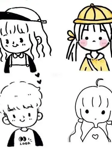 萌萌大头贴99简笔画合集90 存到手软97简笔画