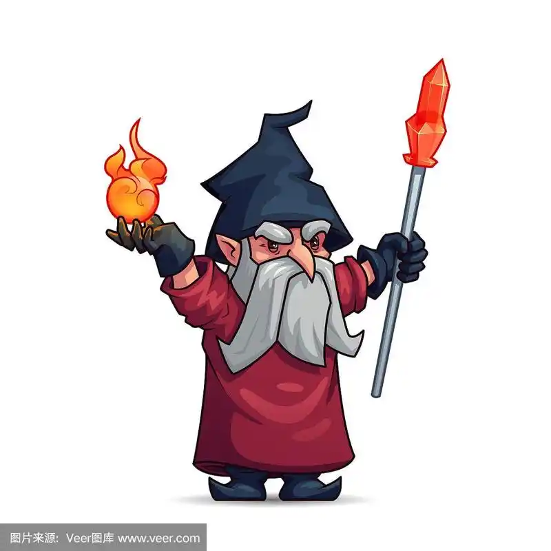 老巫师,魔法师或魔术师卡通人物