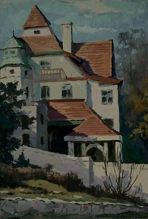 简单建筑水粉画水粉建筑画图片