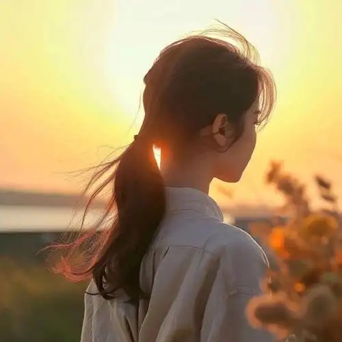 98 3237303734| 黄昏 背影 长发 手捧花  女生头像  (无