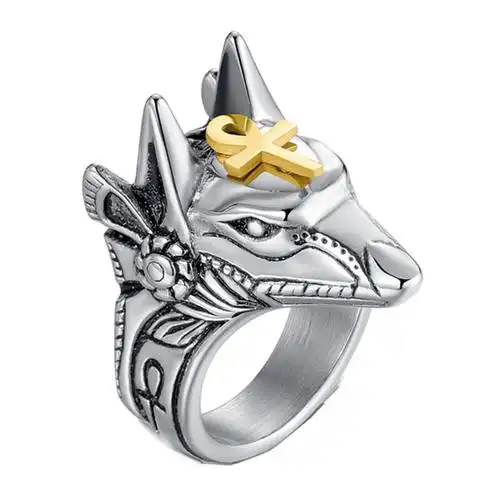 mengkou梦蔻霸气死神阿努比斯戒指环男士钛钢食指求生单身学生饰品