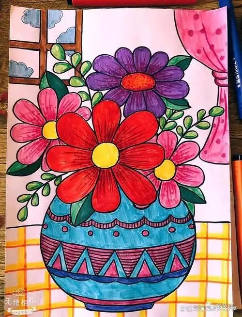 50张~创意美术儿童获奖范画,很值得初学者临摹,色彩都是高级感!