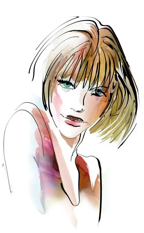 画抽象肖像的美丽时尚的女人