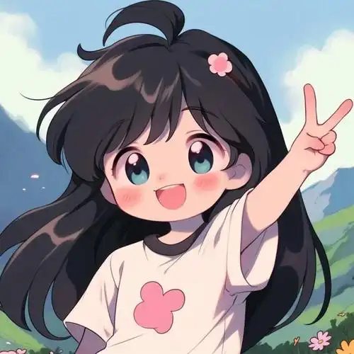 比耶的小女孩头像图片 ai绘画动漫女孩开心的笑比耶女生头像