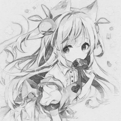 素描呆萌女头像系列