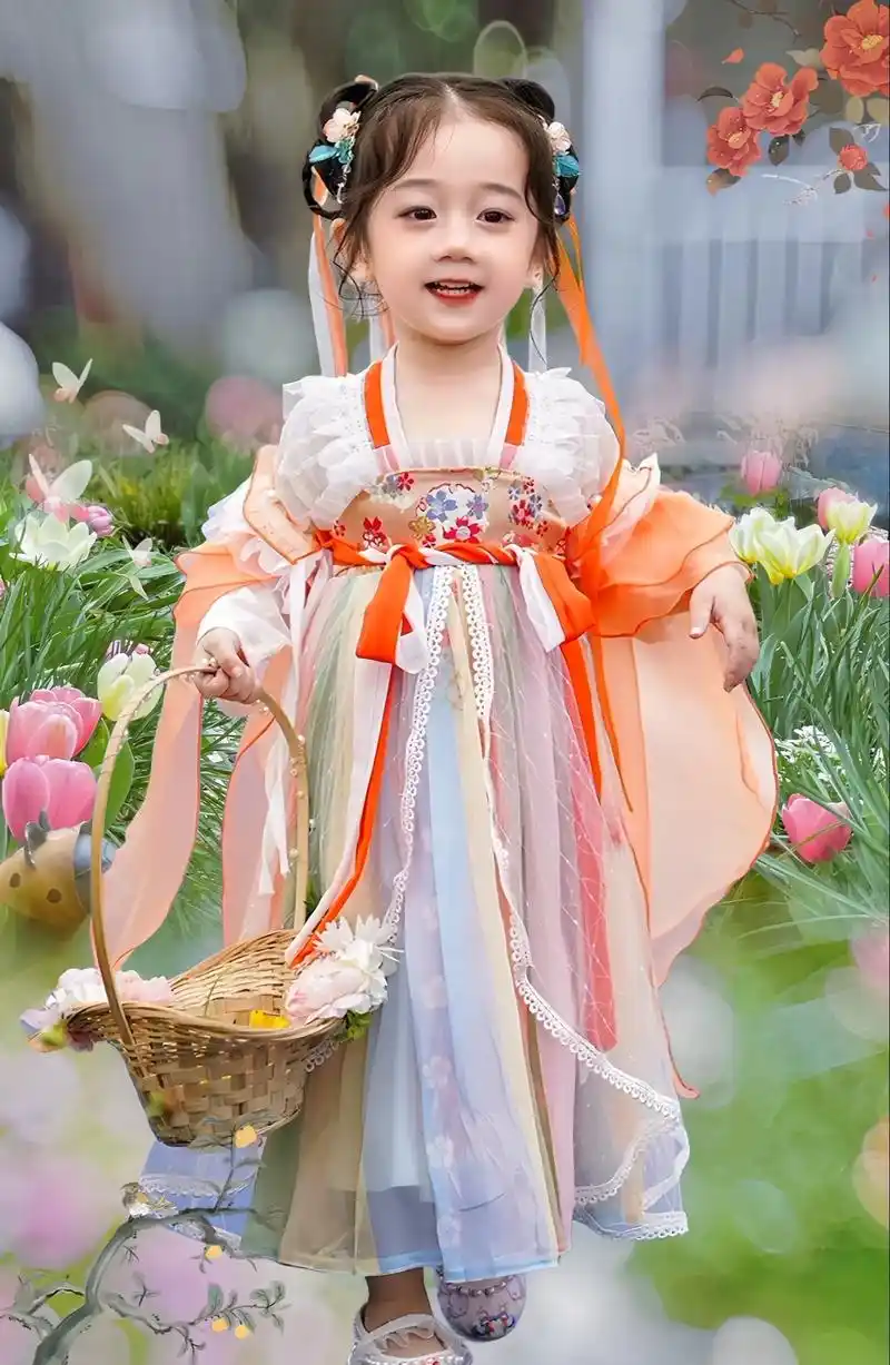 女童汉服新款中国风古装连衣裙,儿童唐装襦裙,仙气飘飘,温柔淑 - 抖音