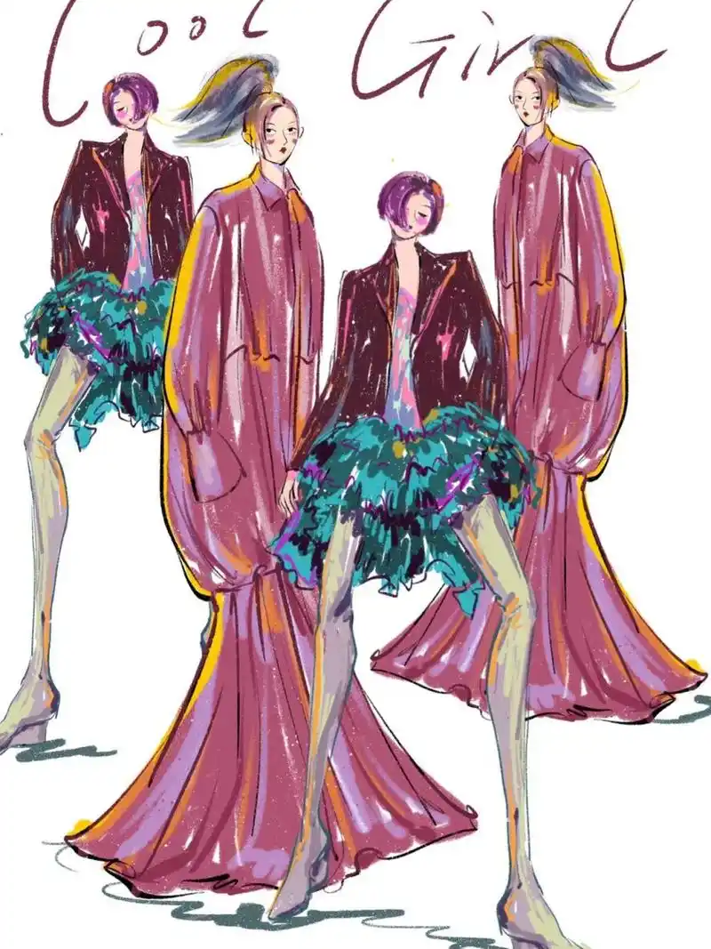 时装插画// #手绘服装效果图# #服装设计# #服装手绘# #时装插画