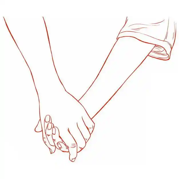 手牵手的情侣情人节手绘线条素描插画337792免抠图片素材