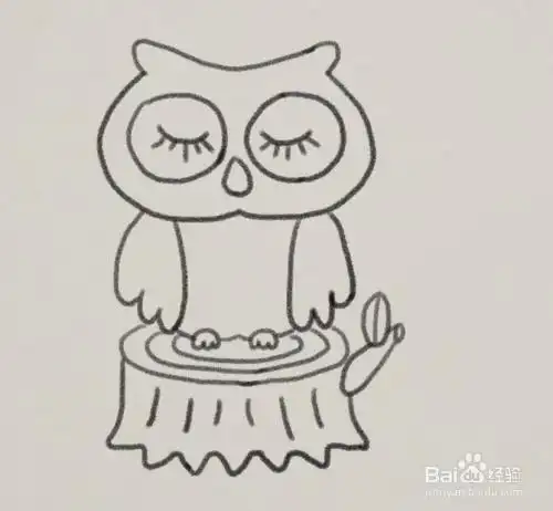 打瞌睡的猫头鹰怎么画