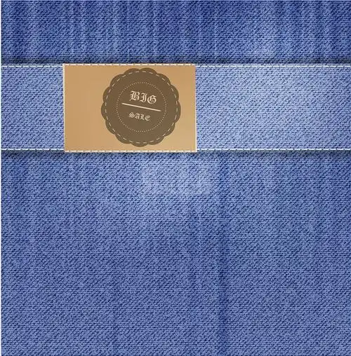 中蓝色牛仔布底纹背景矢量素材