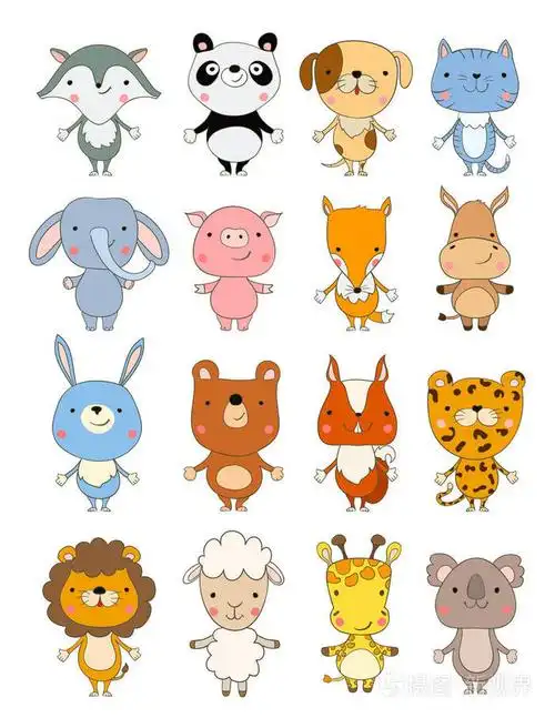 可爱的卡通动物组.矢量插画-正版商用图片0x3i33-摄图新视界