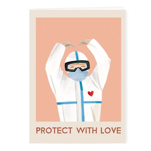 毕业送老师高级感谢礼物员工慰问早日康复病人生日 头顶比心感恩贺卡