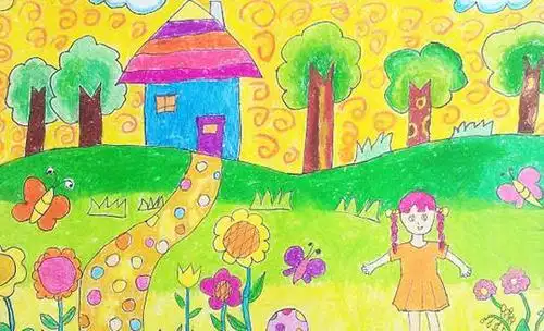 花园风景儿童简笔画秋天