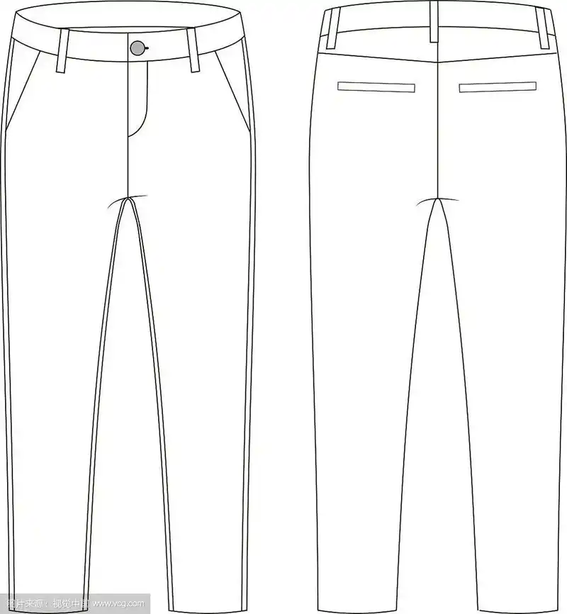 时尚技术草图的牛仔裤矢量图形