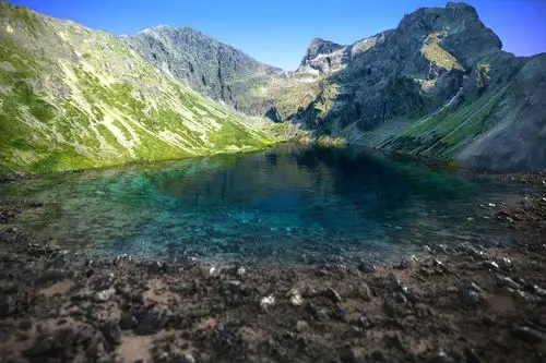 3d mountain lake photorealistic
