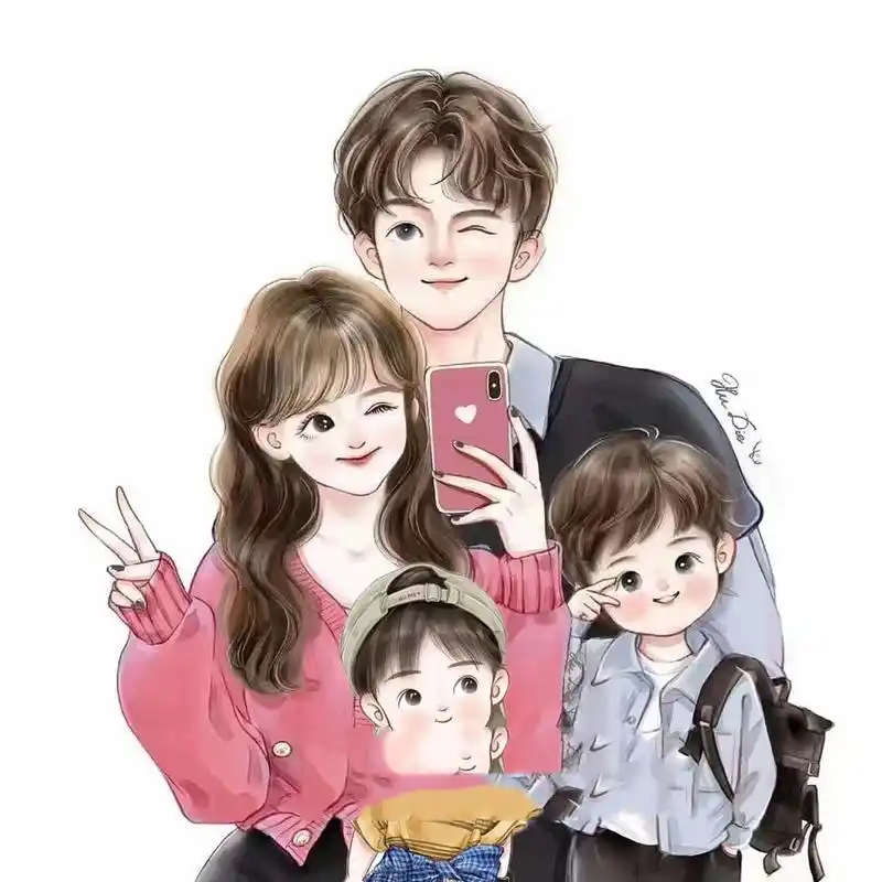 一家四口两男娃亲子头像背景