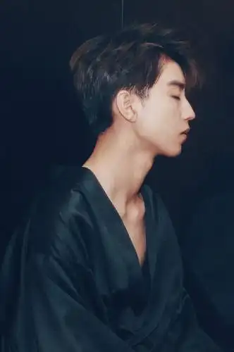 王俊凯身穿黑色浴袍轻撩上线眼睛淡漠的看着镜头禁欲气息十足