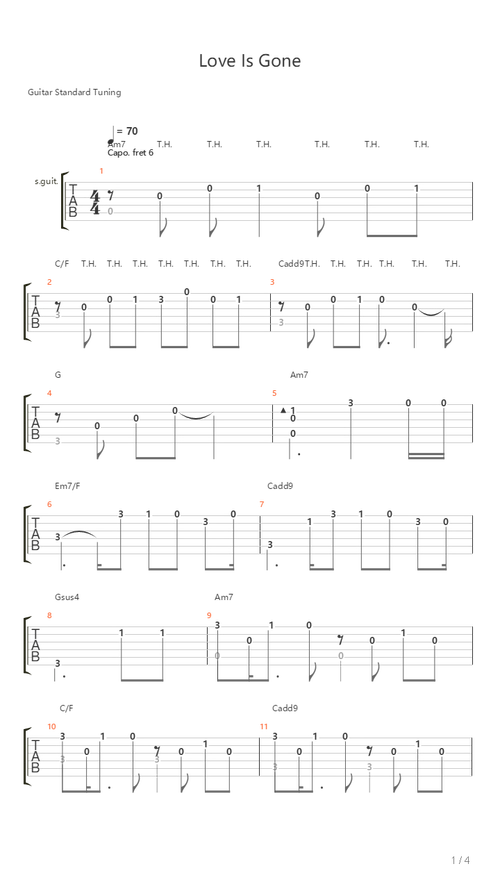 love is gone吉他谱